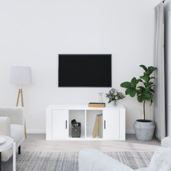 vidaXL Mueble de TV madera contrachapada blanco brillo 100x35x40 cm
