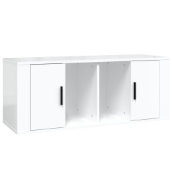 vidaXL Mueble de TV madera contrachapada blanco brillo 100x35x40 cm