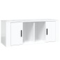 vidaXL Mueble de TV madera contrachapada blanco brillo 100x35x40 cm vidaXL Mueble de TV madera contrachapada blanco brillo 100x35x40 cm