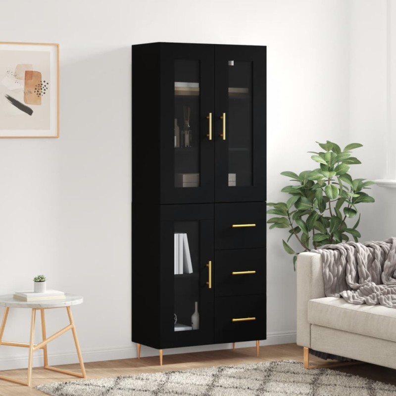 vidaXL Aparador alto madera contrachapada negro 69,5x34x180 cm vidaXL Aparador alto madera contrachapada negro 69,5x34x180 cm