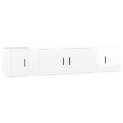 vidaXL Set de muebles de TV 3 pzas madera contrachapada blanco brillo