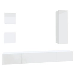 vidaXL Set de muebles de TV 5 pzas madera contrachapada blanco brillo