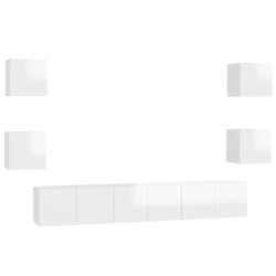 vidaXL Muebles de salón 7 pzas madera ingeniería blanco brillo