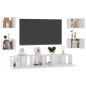 vidaXL Muebles de salón 7 pzas madera ingeniería blanco brillo