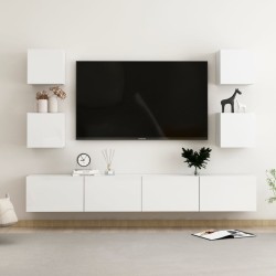 vidaXL Muebles de salón 6 pzas madera ingeniería blanco brillo