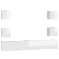 vidaXL Muebles de salón 6 pzas madera ingeniería blanco brillo