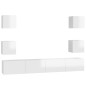vidaXL Muebles de salón 6 pzas madera ingeniería blanco brillo