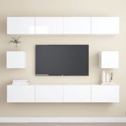vidaXL Set de muebles de salón 6 pzas madera ingeniería blanco brillo