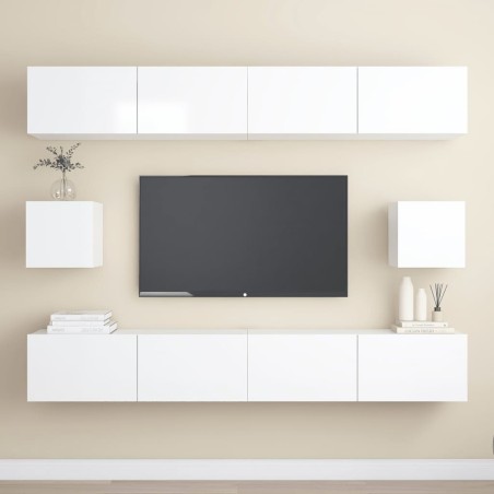 vidaXL Set de muebles de salón 6 pzas madera ingeniería blanco brillo