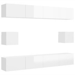 vidaXL Set de muebles de salón 6 pzas madera ingeniería blanco brillo