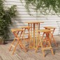 vidaXL Mesa y taburetes altos plegables 5 piezas madera maciza de teca vidaXL Mesa y taburetes altos plegables 5 piezas madera maciza de teca