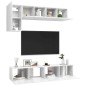 vidaXL Set de muebles de salón 5 pzas madera ingeniería blanco brillo
