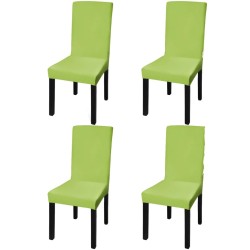 vidaXL Funda para silla elástica recta 4 unidades verde