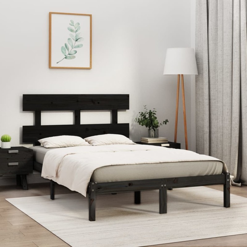 vidaXL Estructura de cama madera maciza negro super king 180x200 cm vidaXL Estructura de cama madera maciza negro super king 180x200 cm