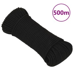 vidaXL Cuerda de trabajo poliéster negro 5 mm 500 m