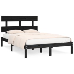 vidaXL Estructura de cama madera maciza negro super king 180x200 cm