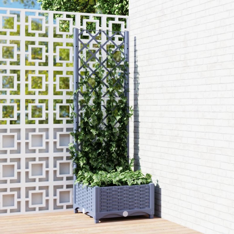 vidaXL Jardinera con enrejado PP gris oscuro 40x40x121,5 cm vidaXL Jardinera con enrejado PP gris oscuro 40x40x121,5 cm