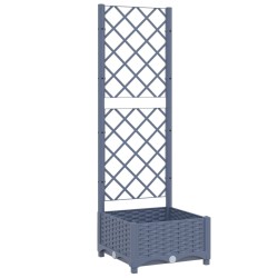 vidaXL Jardinera con enrejado PP gris oscuro 40x40x121,5 cm
