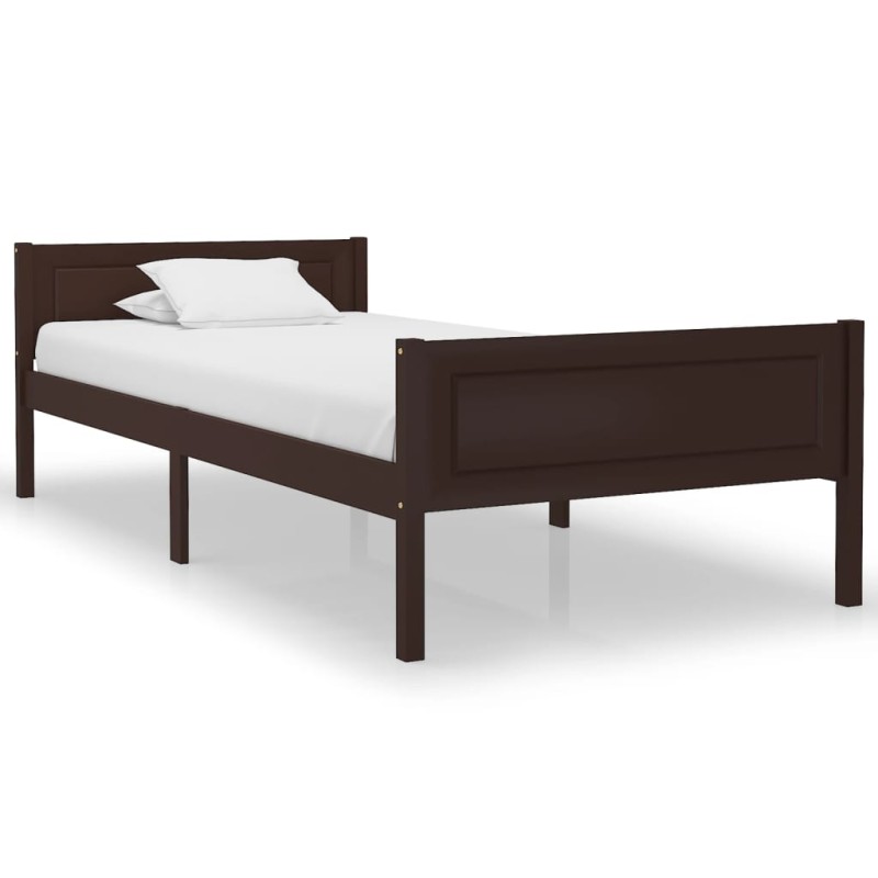 vidaXL Estructura de cama madera maciza pino marrón oscuro 100x200 cm vidaXL Estructura de cama madera maciza pino marrón oscuro 100x200 cm