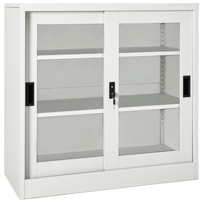vidaXL Armario con puerta corredera gris claro acero 90x40x90 cm vidaXL Armario con puerta corredera gris claro acero 90x40x90 cm