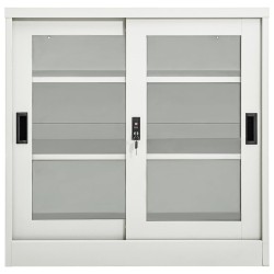 vidaXL Armario con puerta corredera gris claro acero 90x40x90 cm