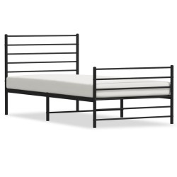 vidaXL Estructura de cama con cabecero y estribo metal negro 75x190 cm