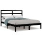 vidaXL Estructura de cama madera maciza negro king size 150x200 cm