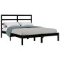 vidaXL Estructura de cama madera maciza negro king size 150x200 cm