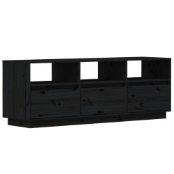 vidaXL Mueble de TV de madera maciza de pino negro 140x37x50 cm