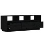 vidaXL Mueble de TV de madera maciza de pino negro 140x37x50 cm