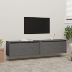 vidaXL Armario de pared 2 uds madera maciza de pino gris 80x30x35 cm