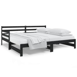 vidaXL Sofá cama extraíble madera maciza de pino negro 2x(80x200) cm