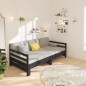vidaXL Sofá cama extraíble madera maciza de pino negro 2x(80x200) cm vidaXL Sofá cama extraíble madera maciza de pino negro 2x(80x200) cm