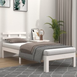 vidaXL Estructura de cama individual madera maciza blanca 75x190 cm