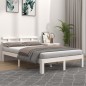 vidaXL Estructura de cama madera maciza blanco tamaño king 150x200 cm