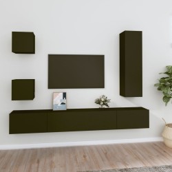 vidaXL Set de muebles para TV 5 piezas madera contrachapada negro
