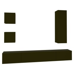 vidaXL Set de muebles para TV 5 piezas madera contrachapada negro
