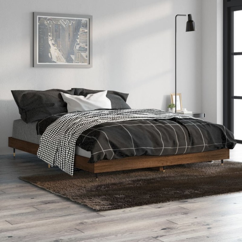 vidaXL Estructura de cama madera contrachapada marrón roble 140x190 cm
