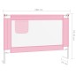 vidaXL Barandilla de seguridad cama de niño rosa tela 100x25 cm vidaXL Barandilla de seguridad cama de niño rosa tela 100x25 cm
