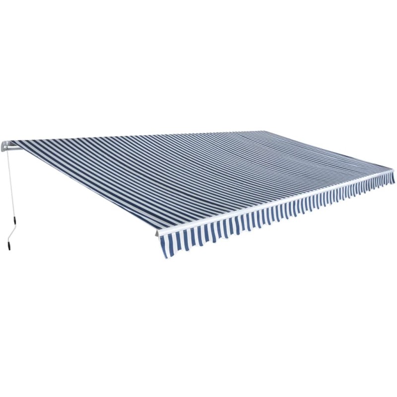 vidaXL Toldo plegable de operación manual 600 cm azul y blanco vidaXL Toldo plegable de operación manual 600 cm azul y blanco