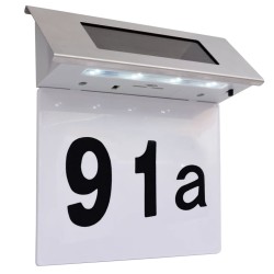 vidaXL Lámpara solar LED con el número de casa acero inoxidable
