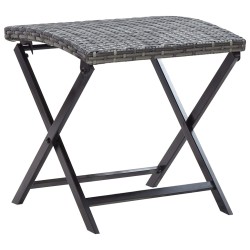 vidaXL Taburete plegable de ratán sintético gris