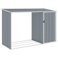vidaXL Cobertizo de jardín de leña gris acero galvanizado 245x98x159cm vidaXL Cobertizo de jardín de leña gris acero galvanizado 245x98x159cm