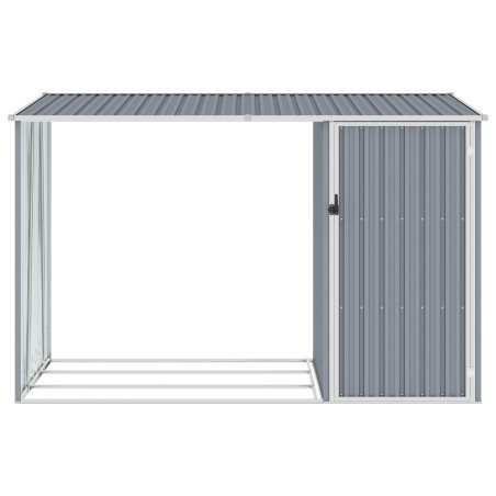 vidaXL Cobertizo de jardín de leña gris acero galvanizado 245x98x159cm