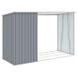 vidaXL Cobertizo de jardín de leña gris acero galvanizado 245x98x159cm vidaXL Cobertizo de jardín de leña gris acero galvanizado 245x98x159cm
