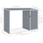 vidaXL Cobertizo de jardín de leña gris acero galvanizado 245x98x159cm vidaXL Cobertizo de jardín de leña gris acero galvanizado 245x98x159cm