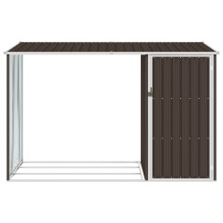 vidaXL Cobertizo de jardín leña marrón acero galvanizado 245x98x159cm 