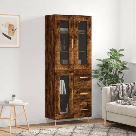 vidaXL Aparador alto madera contrachapada roble ahumado 69,5x34x180 cm