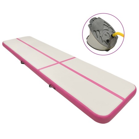 vidaXL Esterilla inflable de gimnasia con bomba PVC rosa 700x100x20 cm