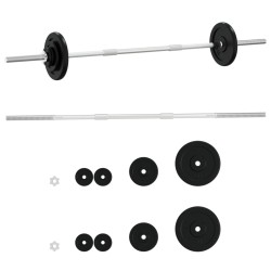 vidaXL Juego de barra con discos 30 kg hierro fundido
